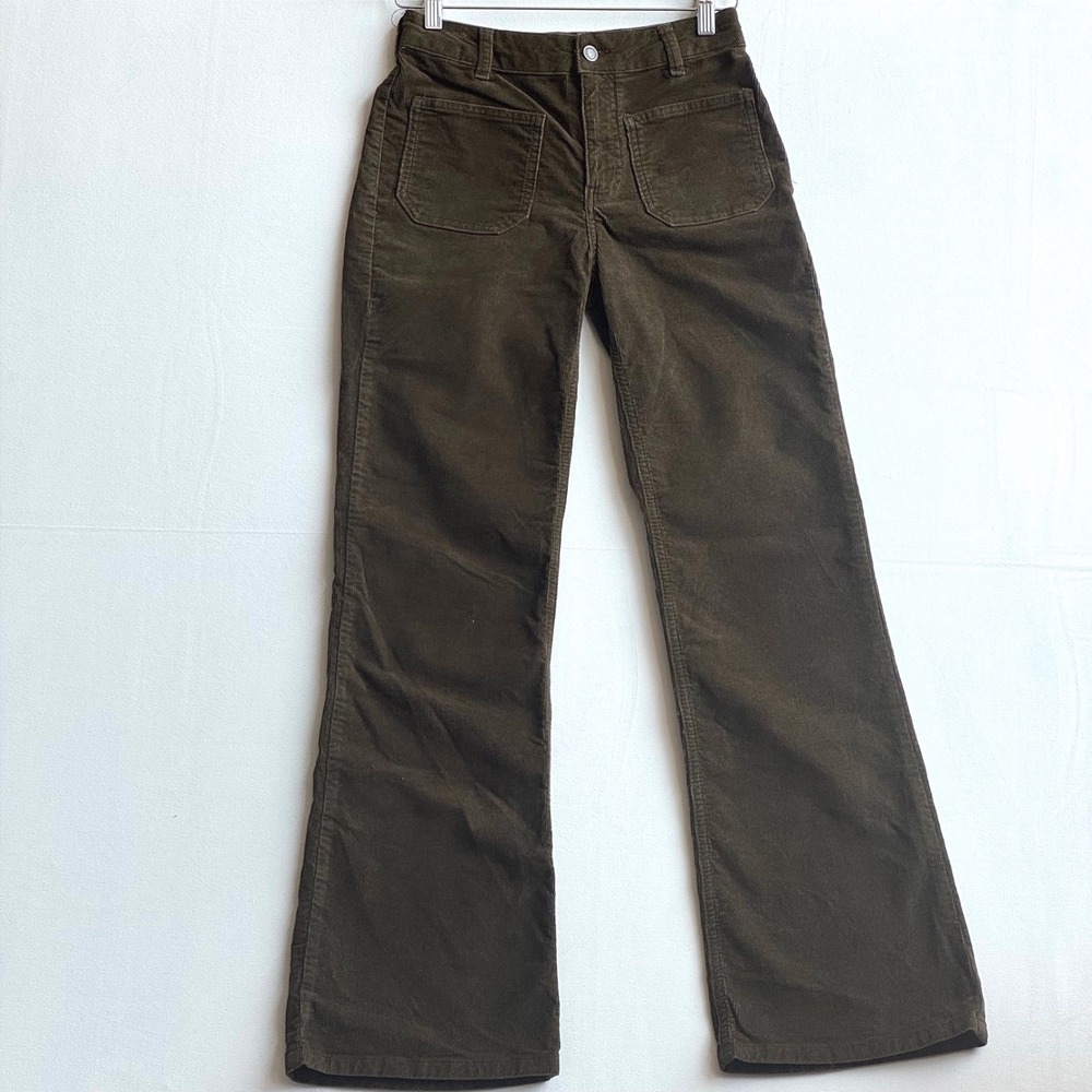 Vanessa Bruno Olive Green Corduroy Wide Leg Patch Pocket Trousers‎ Medium